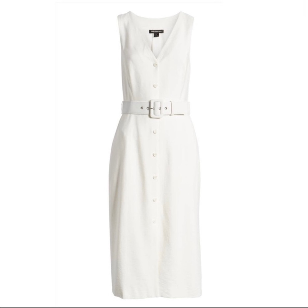 Something Navy white belted midi dress XS